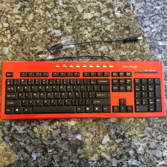 New Fast Finger Keyboard Hunt & Peck One Hand typist ABCDE or QWERTY. Red - Picture 6 of 10